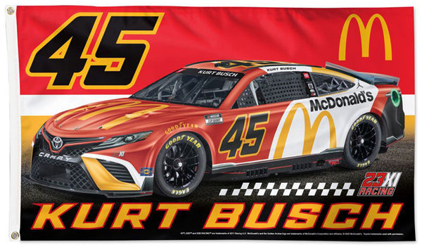 Kurt Busch NASCAR #45 McDonalds 23XI Racing Toyota Huge 3' x 5' Banner DELUXE Flag - Wincraft 2022