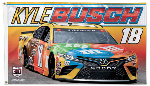 Kyle Busch M&Ms #18 Official NASCAR Deluxe-Edition 3'x5' Banner Flag - Wincraft 2021
