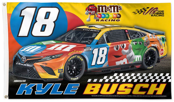 Kyle Busch M&Ms #18 Official NASCAR Deluxe-Edition 3'x5' Banner Flag - Wincraft 2022