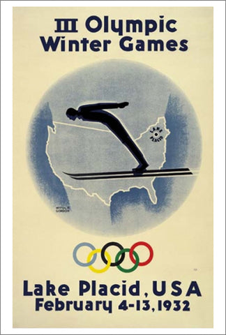 Lake Placid 1932 Winter Olympics Official Poster Reprint - Olympic Museum