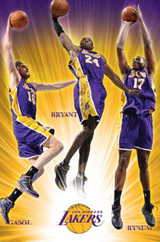 L.A. Lakers "Shining Stars" Poster (Kobe Bryant, Pau Gasol, Bynum) - Costacos 2008