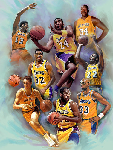 LA Lakers Lithograph print of Magic Johnson "Out of this world"  11 x 17