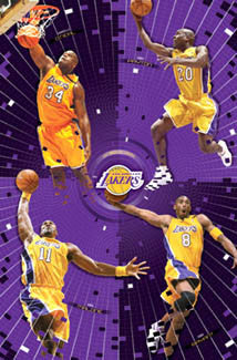Los Angeles Lakers "Four Legends" Poster (Kobe, Shaq, Payton, Malone) - Costacos 2003
