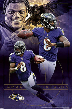 Lamar Jackson "Dynamo" Baltimore Ravens NFL Football Action Poster - Trends International