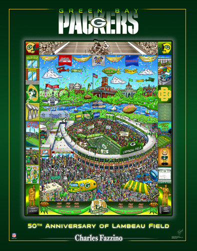 Green Bay Packers 50th Anniversary of Lambeau Field Commemorative Poster - Charles Fazzino
