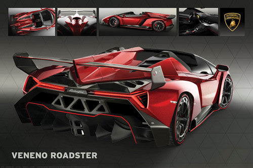 Lamborghini Veneno Roadster Autophile Profile Sports Car Poster - Eurographics