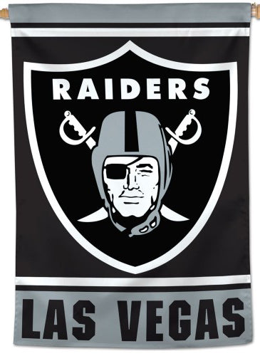 Las Vegas Raiders Official NFL Team Logo and Script Style Team Wall BANNER - Wincraft Inc.
