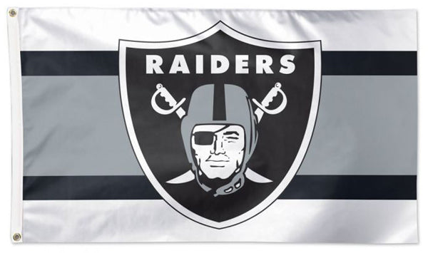 Las Vegas Raiders Logo-On-Silver Official NFL Football DELUXE-EDITION Team 3'x5' Flag - Wincraft Inc.