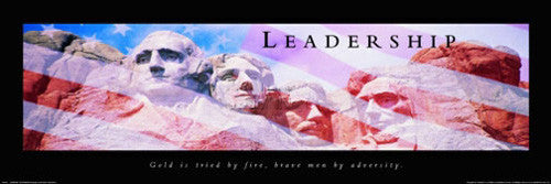 Mount Rushmore "Leadership" Patriotic Motivational Poster - Front Line 12x36
