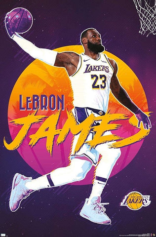 LeBron James "Purple Reign" Los Angeles Lakers Official NBA Poster - Trends 2021