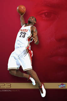 LeBron James "Red Dawn" Cleveland Cavaliers NBA Action Poster - Costacos 2003
