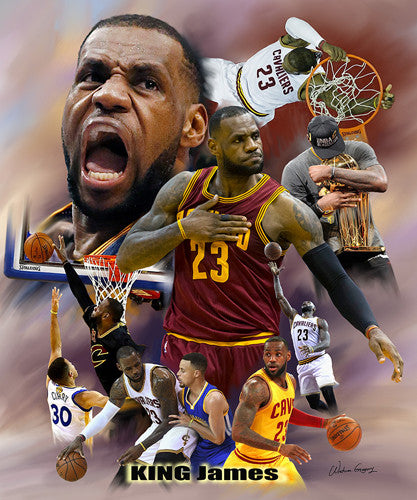 LeBron James "King James, Champion" Cleveland Cavaliers Premium Poster Print - Wishum Gregory