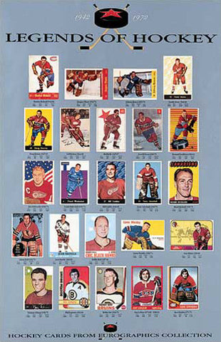 Legends of Hockey 1942-1972 Classic Hockey Cards Gallery Poster - Eurographics Inc.