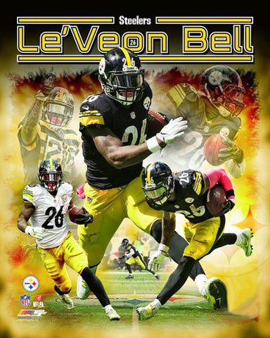 Le'Veon Bell "Superstar" Pittsburgh Steelers Premium NFL Gameday Collage Poster - Photofile 16x20