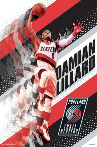 Portland Trail Blazers NBA Poster Set of Six Vintage Basketball Jerseys -  Wallace Lillard Roy Sabonis Walton Drexler - 8x10 Poster Print