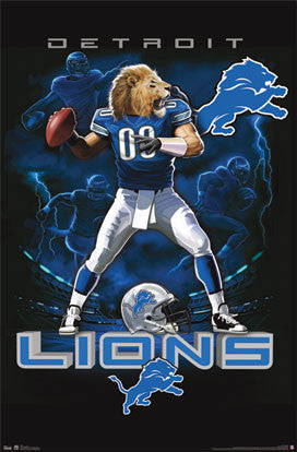 Detroit Lions "On Fire" NFL Theme Art Poster - Costacos Sports