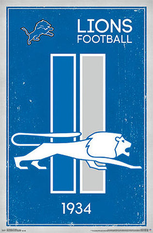 Detroit Lions NFL Heritage Series Official NFL Football Team Retro Logo Poster - Costacos Sports