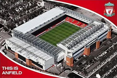 Liverpool FC Anfield Stadium Aerial View EPL Soccer Football Poster - GB Eye (UK)