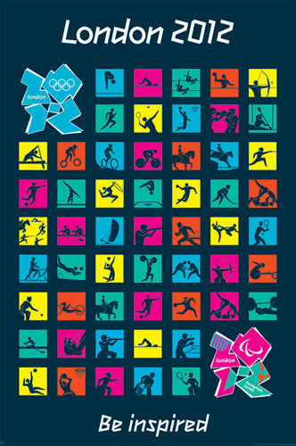 London 2012 Olympics "All Sports" Official Pictograms Poster - Pyramid UK