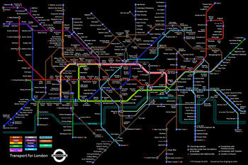 London Underground Official Subway Train Map Poster - Pyramid (UK)