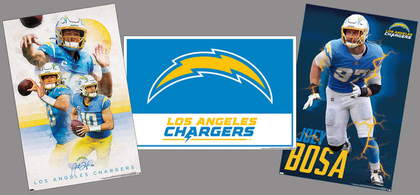 COMBO: Los Angeles Chargers Football 3-Poster Combo Set (Herbert, Bosa, Logo Posters)