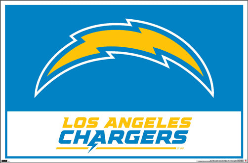 Los Angeles Chargers Official NFL Football Team Logo Horizontal 22x34 Poster - Costacos Sports