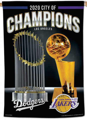 Los Angeles 2020 CITY OF CHAMPIONS Dodgers and Lakers Premium 28x40 Wall Banner - Wincraft Inc.