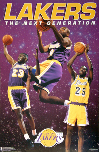 L.A. Lakers "Next Generation" (Ceballos, Van Exel, Jones) Poster - Costacos 1995