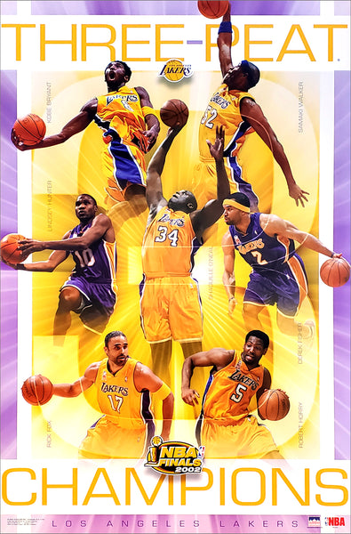 L.A. Lakers "Three-Peat" 2002 NBA Champions Commemorative Poster - Starline