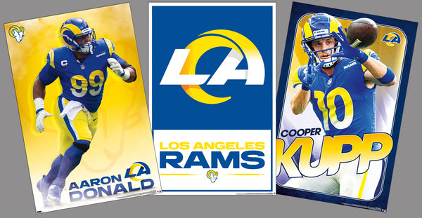 COMBO: Los Angeles Rams NFL Football 3-Poster Combo (Aaron Donald, Cooper Kupp, Logo Posters)