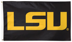 LSU Tigers LSU-On-Black Official NCAA Deluxe-Edition 3'x5' Flag - Wincraft Inc.