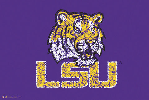 LSU Tigers "Hey Fighting Tiger" Fight Song Logo Poster - L.A. Pop Inc.