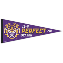 LSU Tigers "15-0 PERFECT SEASON" 2019 NCAA Football Premium Felt Collector's Pennant - Wincraft Inc.