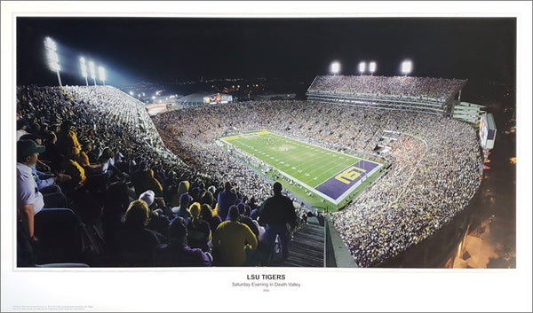 LSU Tigers "Saturday Evening in Death Valley" Tiger Stadium Game Night Panoramic Poster Print - SPI 2005