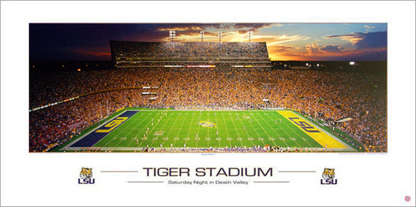 LSU Tigers Football "Tiger Stadium Saturday Night" Panoramic Poster - Rick Anderson