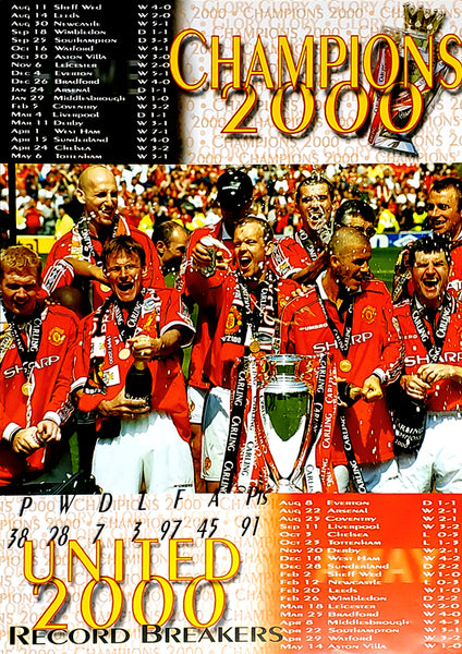 Manchester United 2000 Premier League Champions "Record Breakers" Poster - U.K. 2000