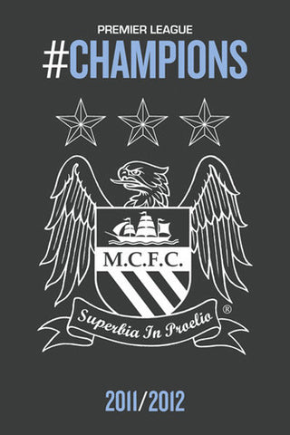 Manchester City "Champions 2011/12" Team Crest Poster - GB Eye