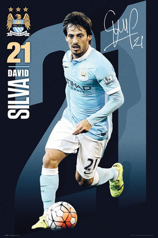 David Silva "Signature Series" Manchester City FC Official EPL Football Poster - GB Eye 2015/16
