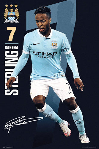 Raheem Sterling "Signature Series" Manchester City FC Official EPL Football Poster - GB Eye 2015/16
