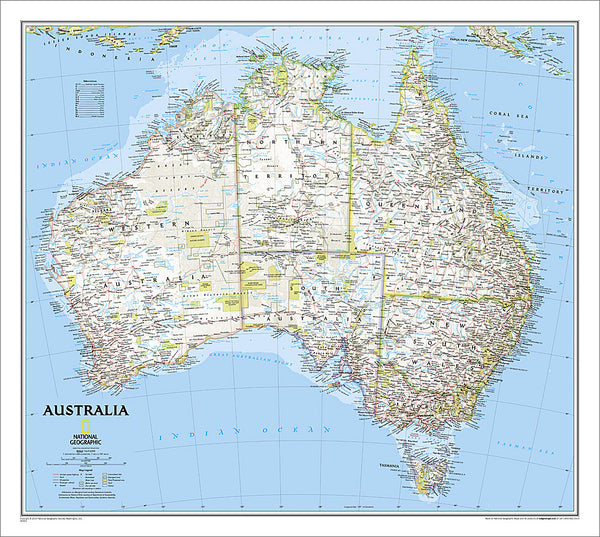 Map of AUSTRALIA National Geographic Classic Edition 27x30 Wall Map Poster - NG Maps