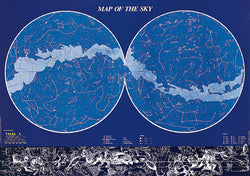 Map of the Sky Stars and Constellations Science Educational Wall Chart Poster - Eurographics Inc.