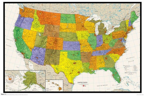 Wall Map of USA Poster - Trends International Inc. – Sports Poster ...