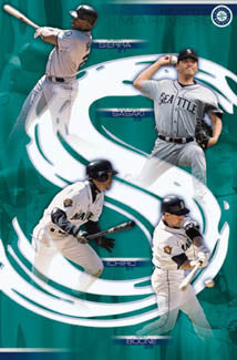 Seattle Mariners "Big Four" Poster (Ichiro, Sasaki, Boone, Sierra) - Costacos 2002