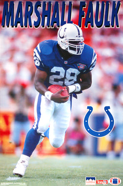 Marshall Faulk "Rookie Action" (1994) Indianapolis Colts Poster - Starline Inc.