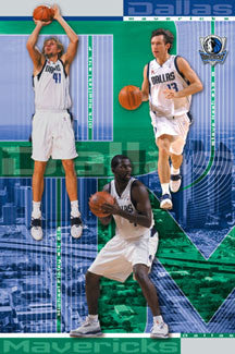 Dallas Mavericks "Three Stars" Poster (Dirk Nowitzki, Steven Nash, Michael Finley) - Costacos 2002