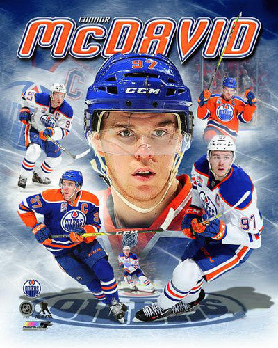 Connor McDavid "Hero" Edmonton Oilers Premium Game Night Collage Poster - Photofile 16x20