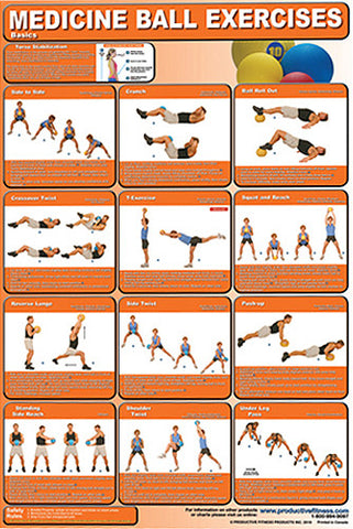 Medicine Ball Exercises Professional Fitness Gym Wall Chart Poster - Productive Fitness