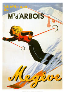 Classic Skiing "Mont d'Arbois, Megeve" (1950s) Vintage Poster Reprint - Editions Clouets