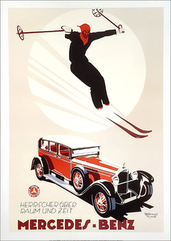 Classic Skiing "Ski Mercedes-Benz" (c.1930s) Poster Reprint - Editions Clouets