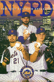 New York Mets "NYPD" Poster (Pulsipher, Wilson, Isringhausen) - Costacos Sports 1996